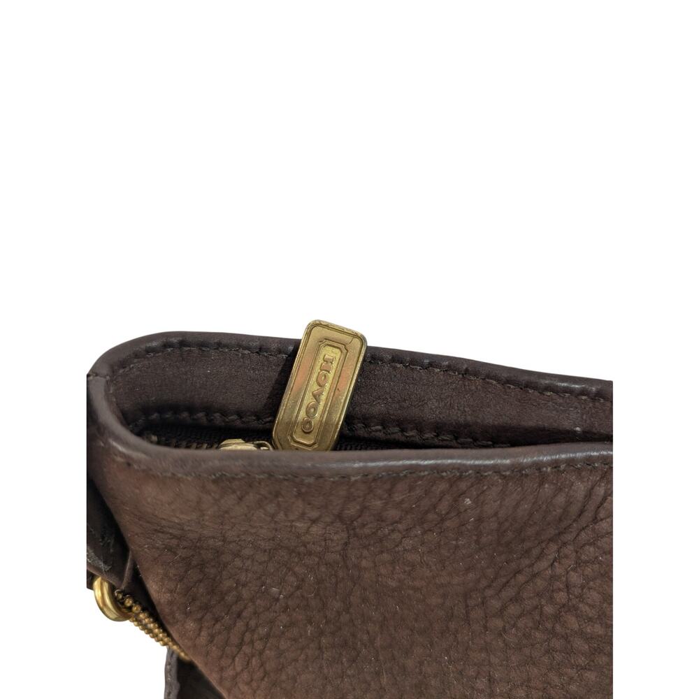 COACH COLLECTOR! ESPRESSO BROWN GENUINE PEBBLED NUBUCK LEATHER BUCKET BAG PURSE! - Picture 4 of 14